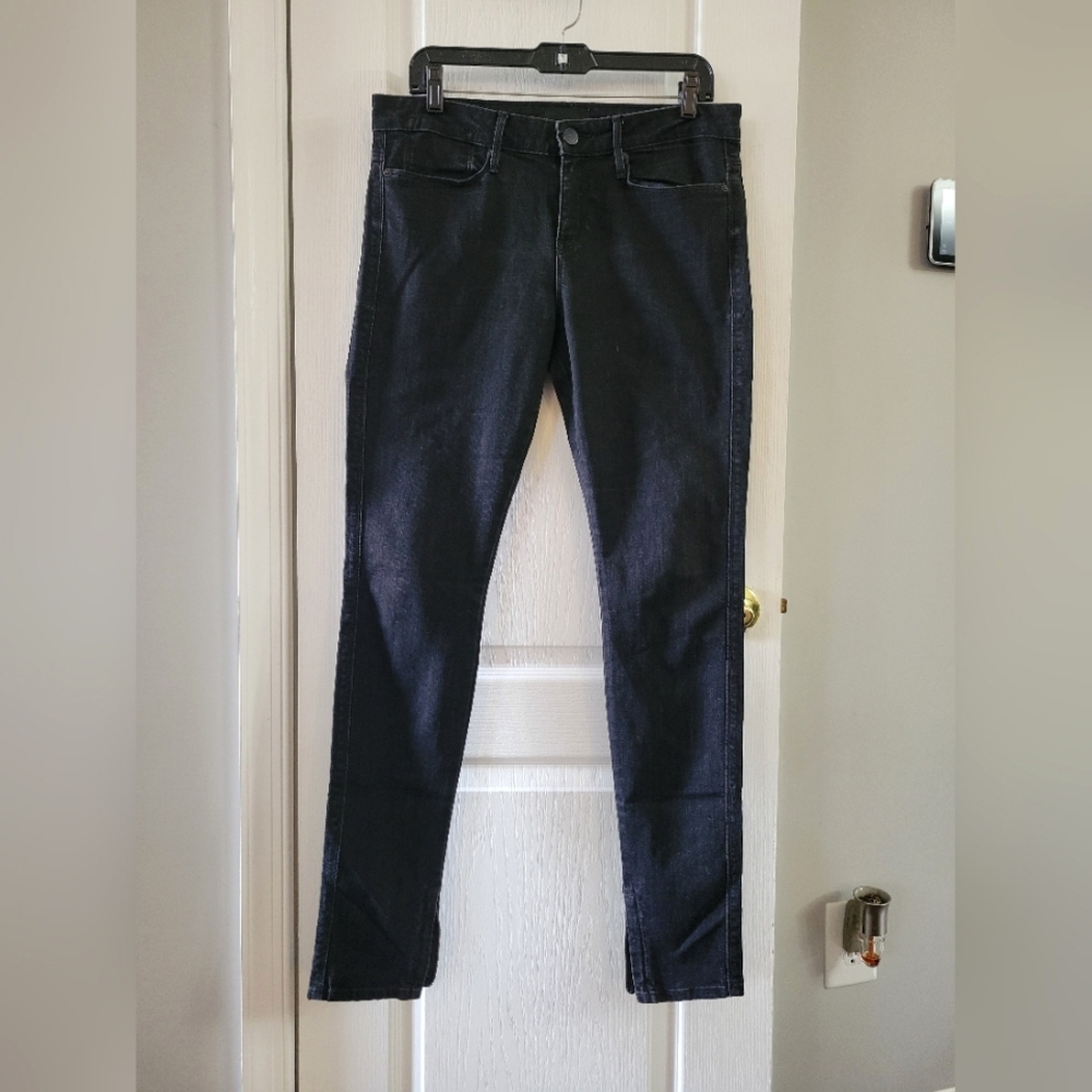 VINCE Women's Black Stone Ankle Zip Cotton Skinny Leg Jeans Size 30